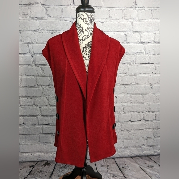 Soft Surroundings Women's Open Front Vest Sz s Faux Buttons stretch knit b20